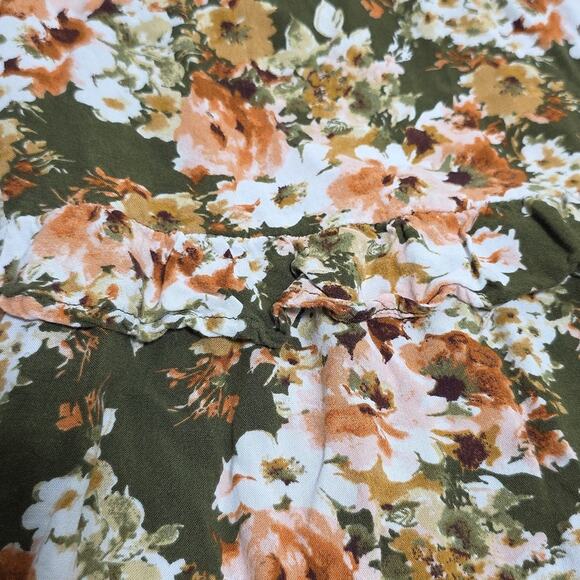 Womens Sz 1X Green and Pink Ruffle Babydoll Festival BOHO Lightweight Top - Picture 6 of 11